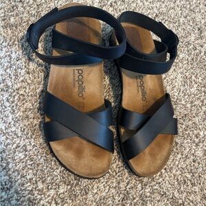 Papillio Black Cross-Strap Sandals